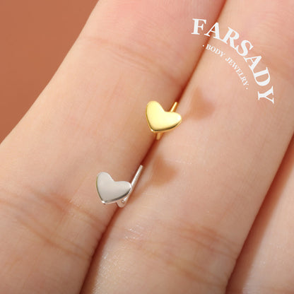 Plain Golden Beat - 925 Silver L-Shape Nose Stud / Fit 18G 20G Nose Ring