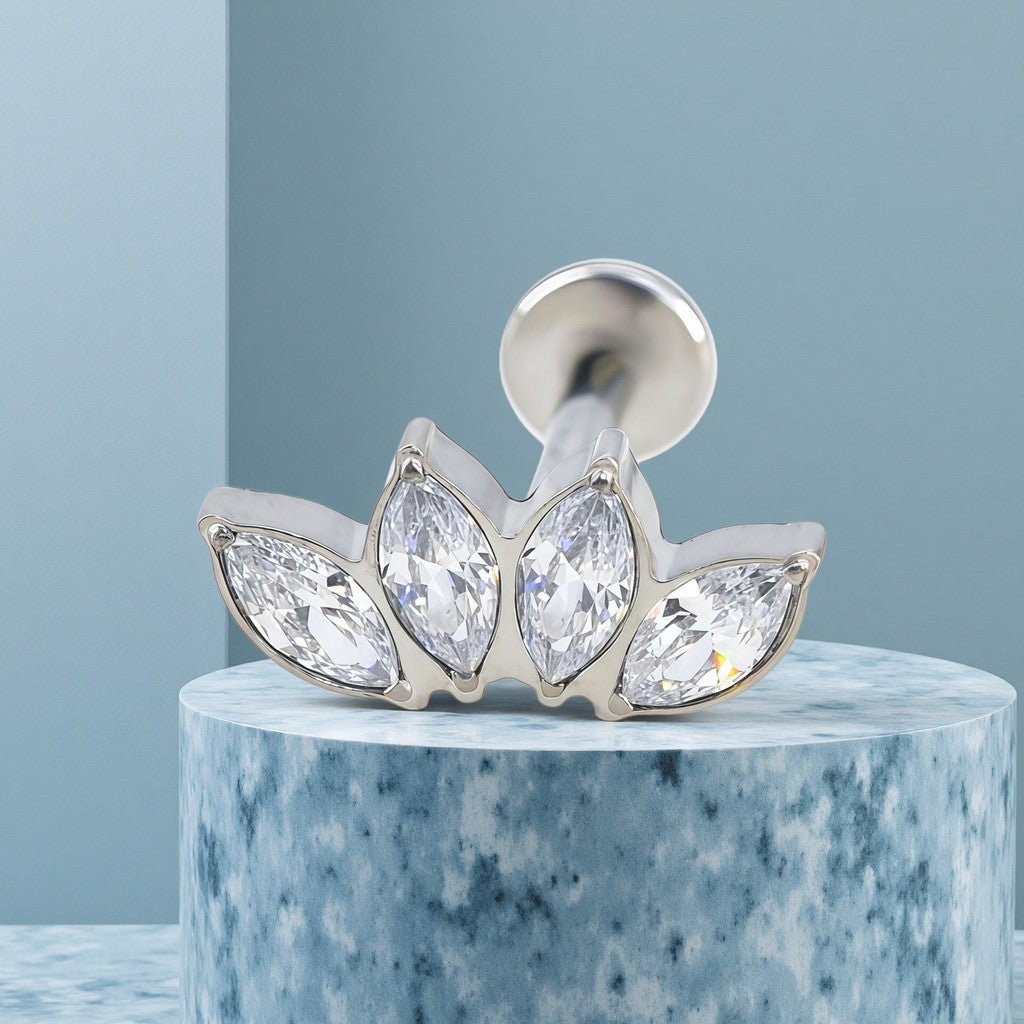 Lotus Bloom - F136 Titanium Internally Threaded Stud / Fits Cartilage Helix Tragus Lobe Nostril Piercing