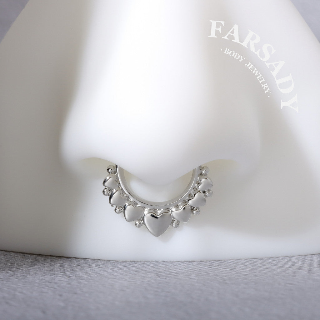 Love Garland - 316L Fake Nose Ring C-Hoop Piercing / Fit Non-Pierced Septum Ring