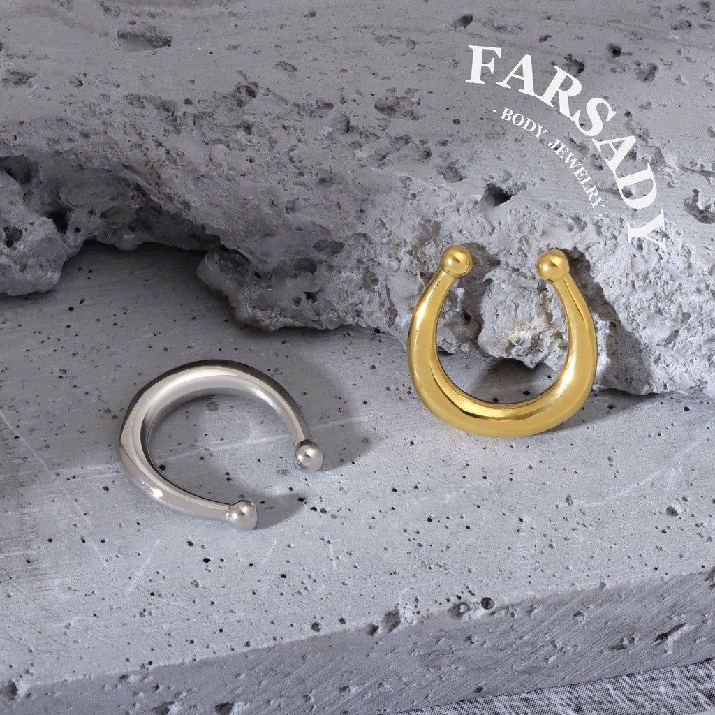 Minimal Unadorned Hoof - 316L Fake Nose Ring C-Hoop Piercing / Fit Non-Pierced Septum Ring