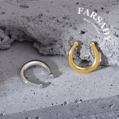 Minimal Unadorned Hoof - 316L Fake Nose Ring C-Hoop Piercing / Fit Non-Pierced Septum Ring