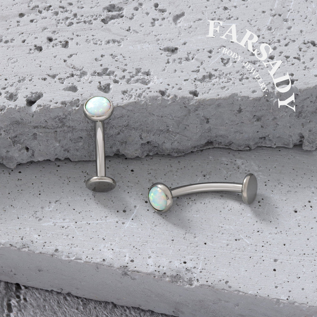 Prismatic Opal Dot - F136 Titanium Internally Threaded Belly Button Ring / Fits 14G Navel Piercing
