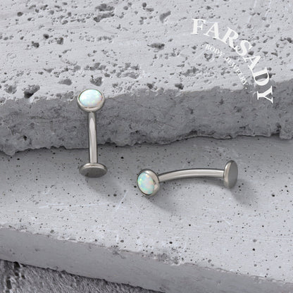 Prismatic Opal Dot - F136 Titanium Internally Threaded Belly Button Ring / Fits 14G Navel Piercing