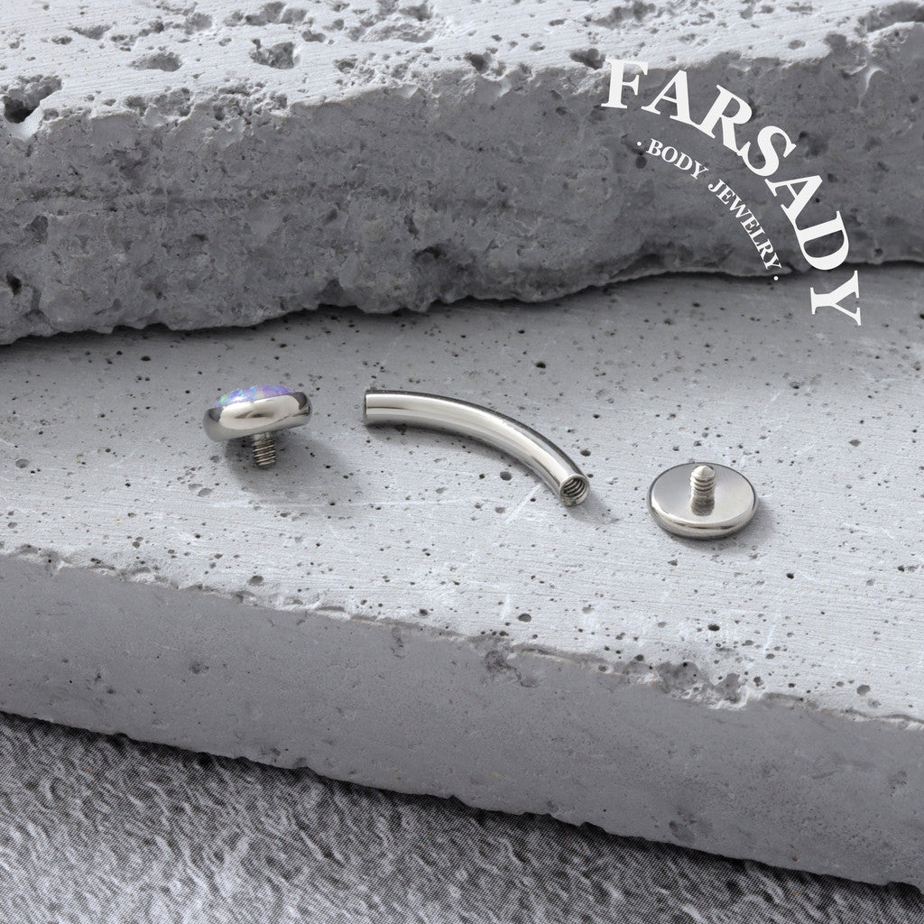Mini Purple Opal - F136 Titanium Internally Threaded Belly Button Ring / Fits 14G Navel Piercing
