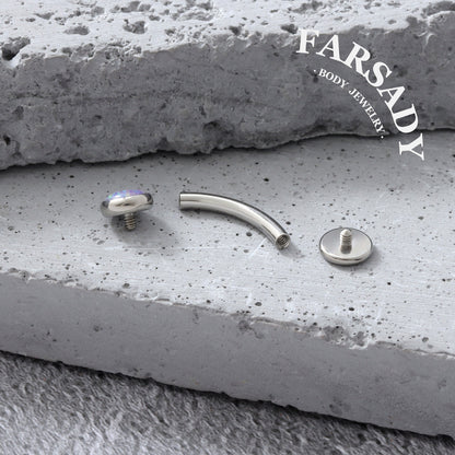 Mini Purple Opal - F136 Titanium Internally Threaded Belly Button Ring / Fits 14G Navel Piercing