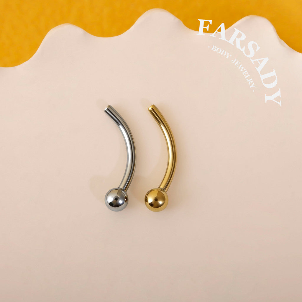 F136 Titanium Curved Barbell Post - 16G Threadless Rook Piercing Bar