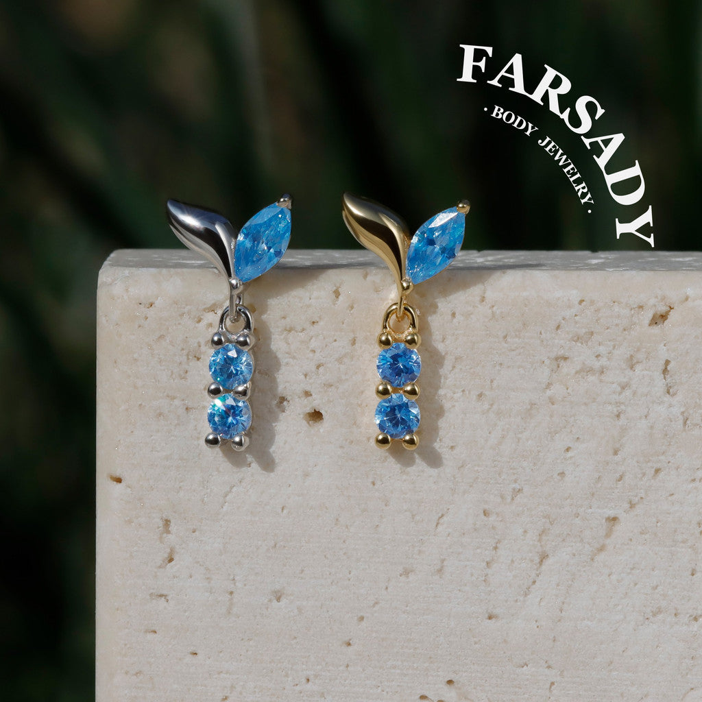 Azure Sprout - 925 Silver Threadless Stud / Fits Cartilage Helix Tragus Lobe Earring