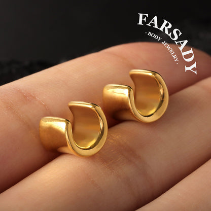 Curva Lenis - 316L C-Shape Ear Tunnels / Fits 00G Stretched Ear Lobes Plugs
