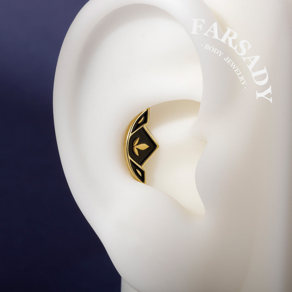 Crest Sprout - 925 Silver Threadless Stud / Fits Cartilage Helix Tragus Lobe Nostril Piercing