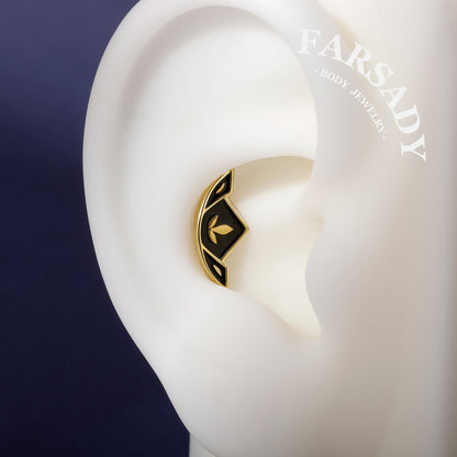 Crest Sprout - 925 Silver Threadless Stud / Fits Cartilage Helix Tragus Lobe Nostril Piercing