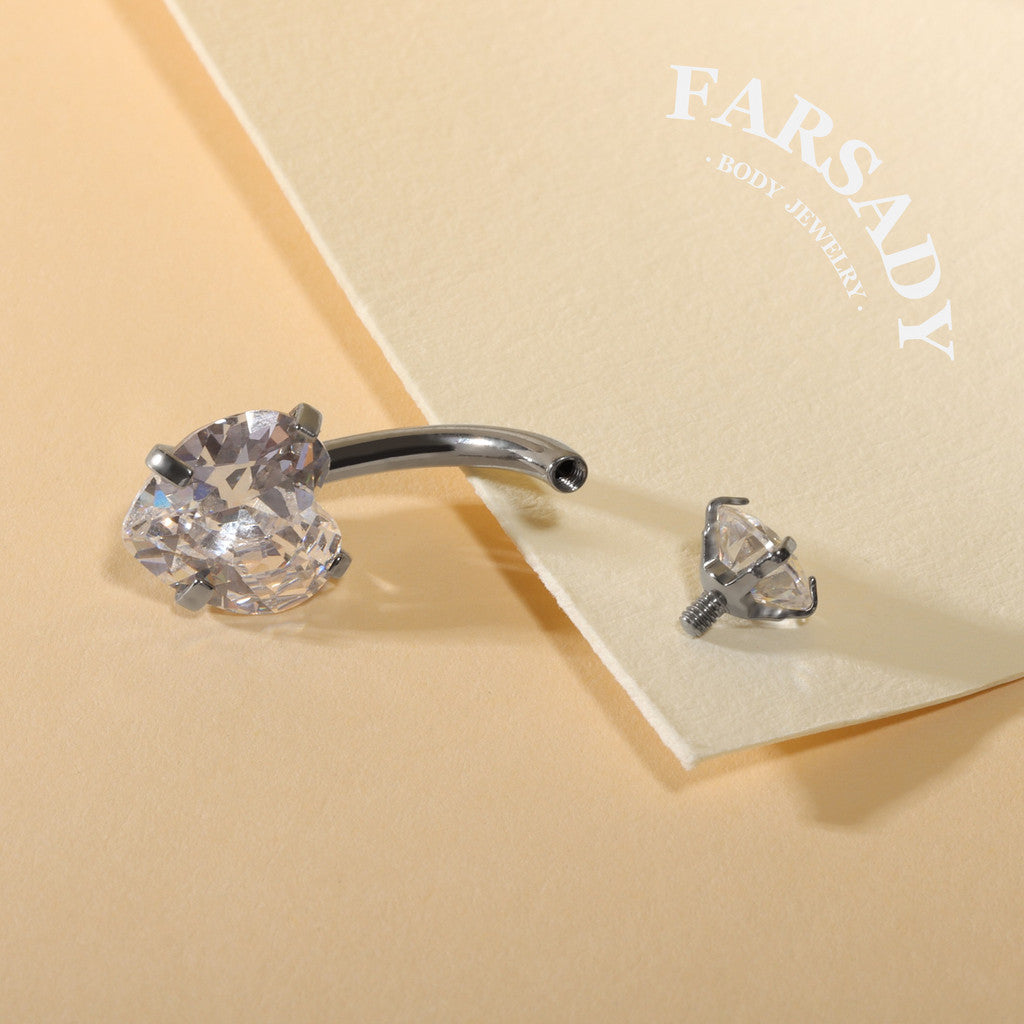 Star & Heart Tandem - F136 Titanium Internally Threaded Belly Button Ring / Fits 14G Navel Piercing