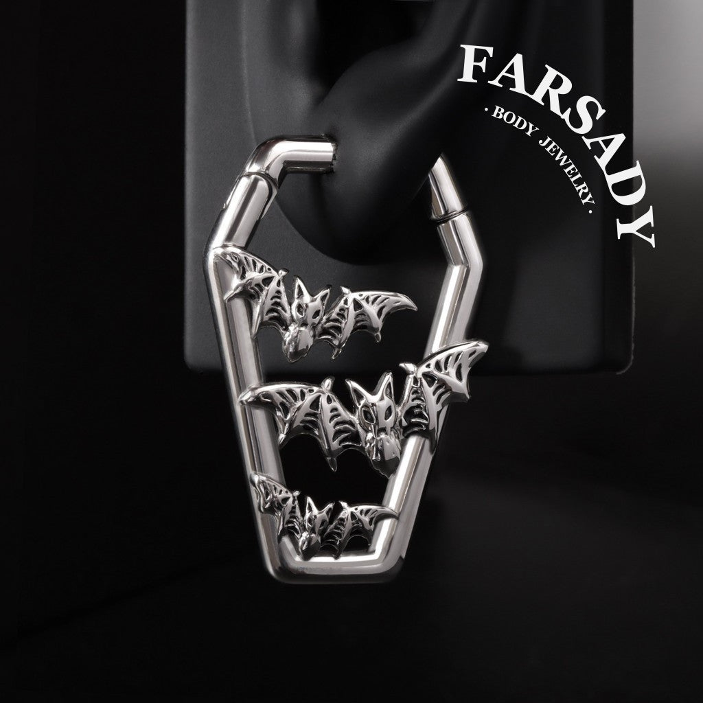 Coffin Bat Cascade- 316L Magnetic Hinged Ear Weights / Fits 6G 4G 2G Stretched Ear Lobes Tunnels Plugs