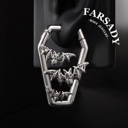 Coffin Bat Cascade- 316L Magnetic Hinged Ear Weights / Fits 6G 4G 2G Stretched Ear Lobes Tunnels Plugs