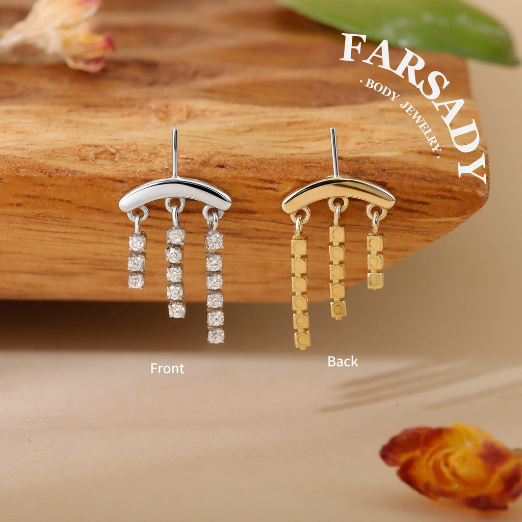 Triple Lumen Chain - Sterling Silver Push In Stud
