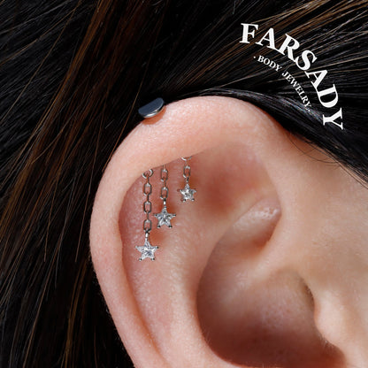 Trine Stellar - Sterling Silver Push In Stud