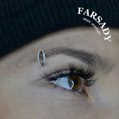 18G Titanium CZ Hinged Conch Earring Nose Hoop  | Double Line Shine Nostril Clicker | Stainless Steel Helix Eyebrow Piercing 1.0*8mm/10mm Silvery Golden Cartilage Ear Jewelry