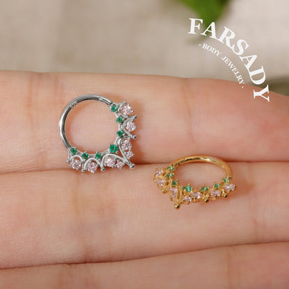 Sterling Silver Enchanted Starburst 16G Daith Earring Hoop, Sterling Silver Hoop Earrings, 8mm Daith Clicker, Helix Ring, Septum Ring, Septum Clicker Gold