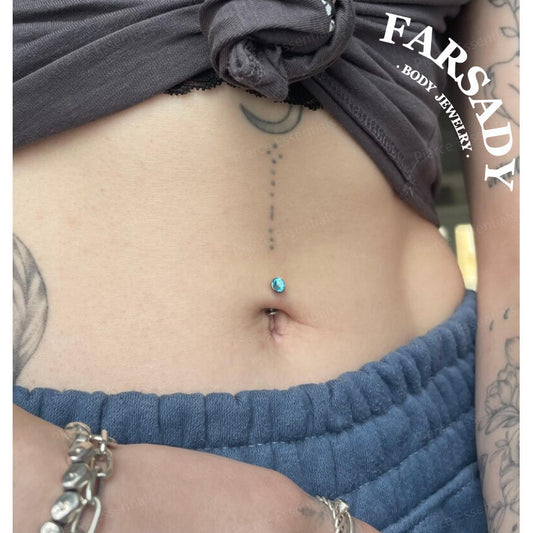 14G Titanium Blue CZ Floating Belly Button Ring -  6mm 8mm 10mm 12mm 14mm Internally Threaded Navel Ring Waterproof Body Piercing Jewelry