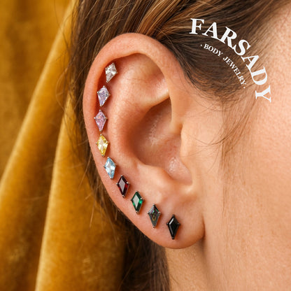 Kite Chroma - F136 Titanium Colorful CZ Replacement Tops / Fits Internal Thread Ear Studs
