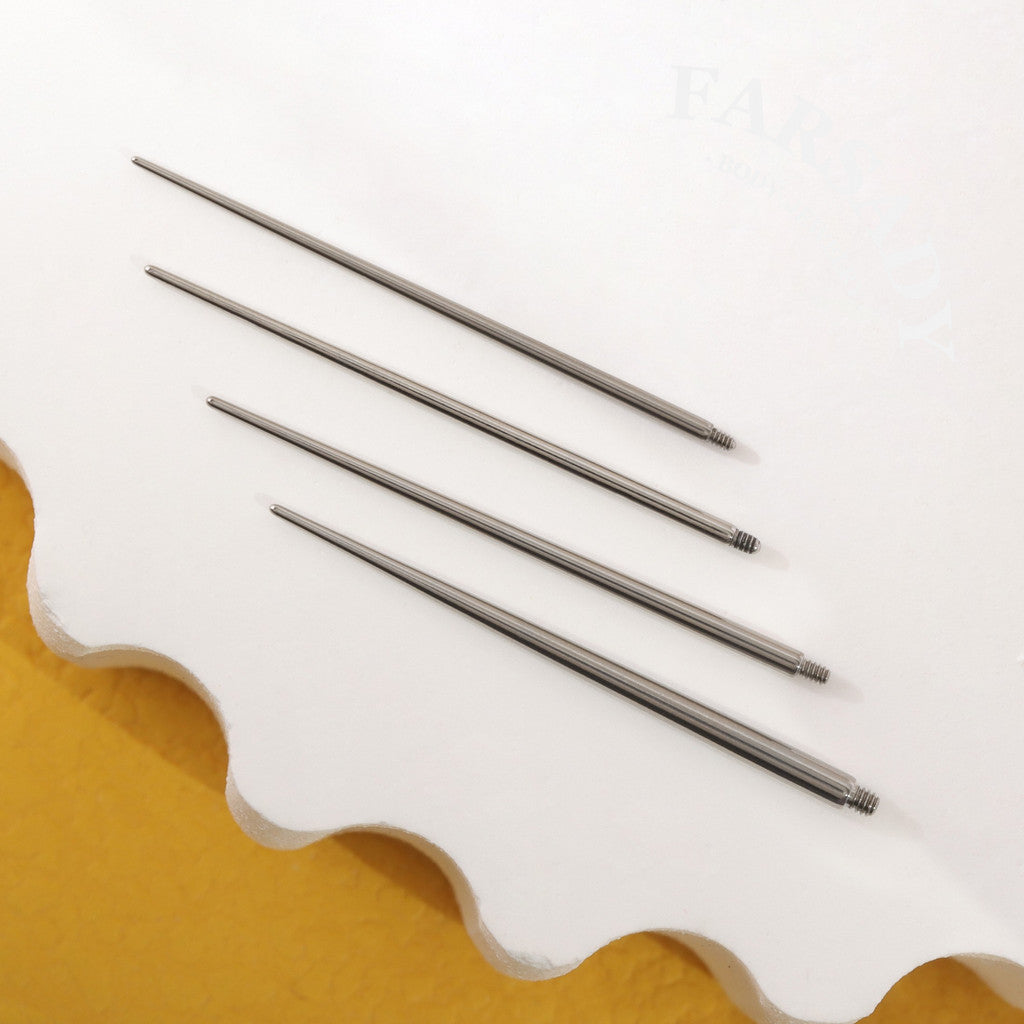 F136 Titanium Straight Insertion Taper - 18G 16G 14G Piercing Guide Pin for Internally Threaded Ear Stud Belly Button Ring Barbell