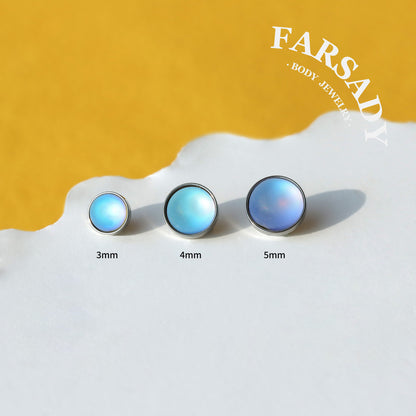 Pale Moon - F136 Titanium Moonstone Replacement Tops / Fits Internal Thread Ear Studs