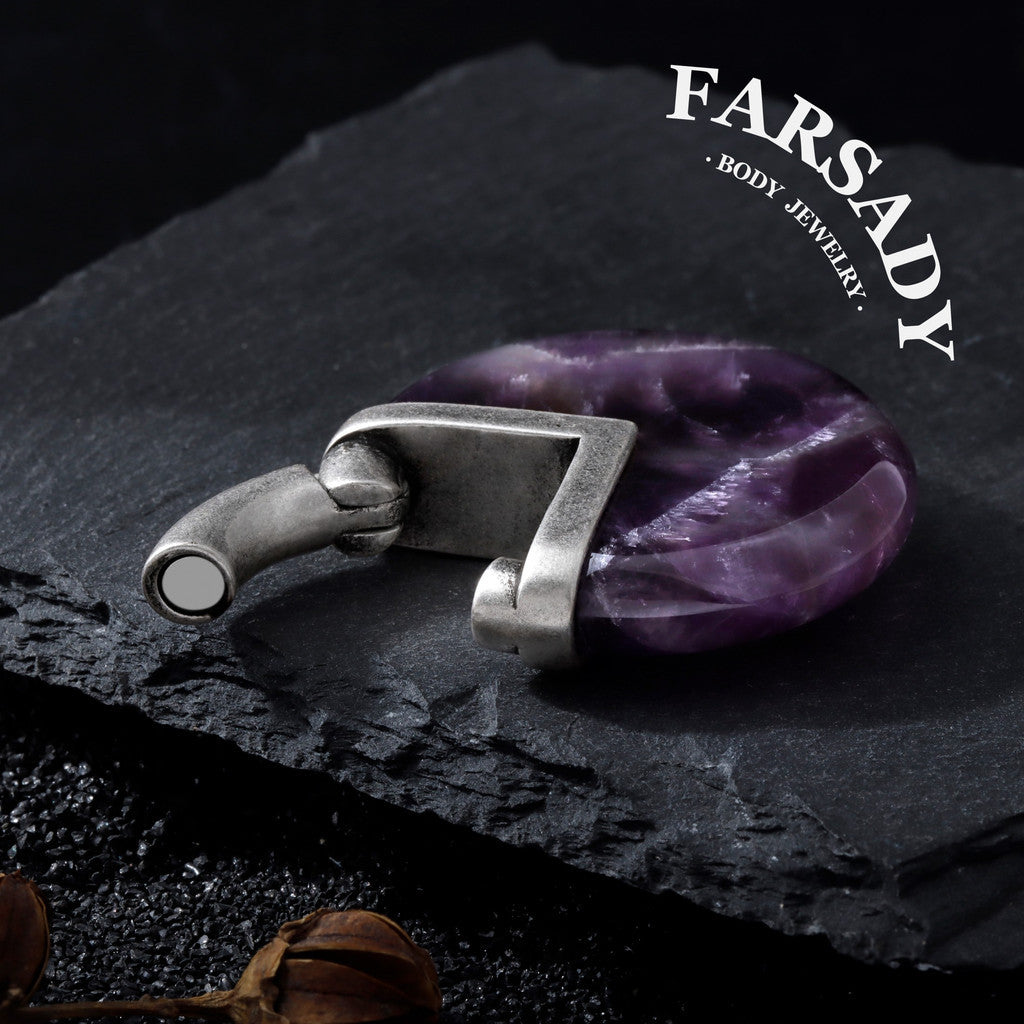 Amethyst Nox - 316L Magnetic Hinged Ear Weights / Fits 3G 2G Stretched Ear Lobes Tunnels Plugs