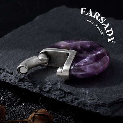 Amethyst Nox - 316L Magnetic Hinged Ear Weights / Fits 3G 2G Stretched Ear Lobes Tunnels Plugs