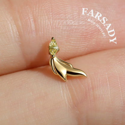Golden Koi - 925 Silver Threadless Stud / Fits Cartilage Helix Tragus Lobe Nostril Piercing
