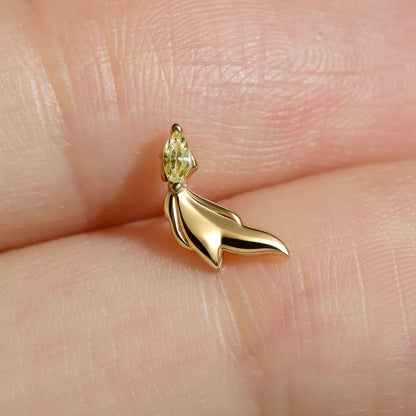 Golden Koi - 925 Silver Threadless Stud / Fits Cartilage Helix Tragus Lobe Nostril Piercing