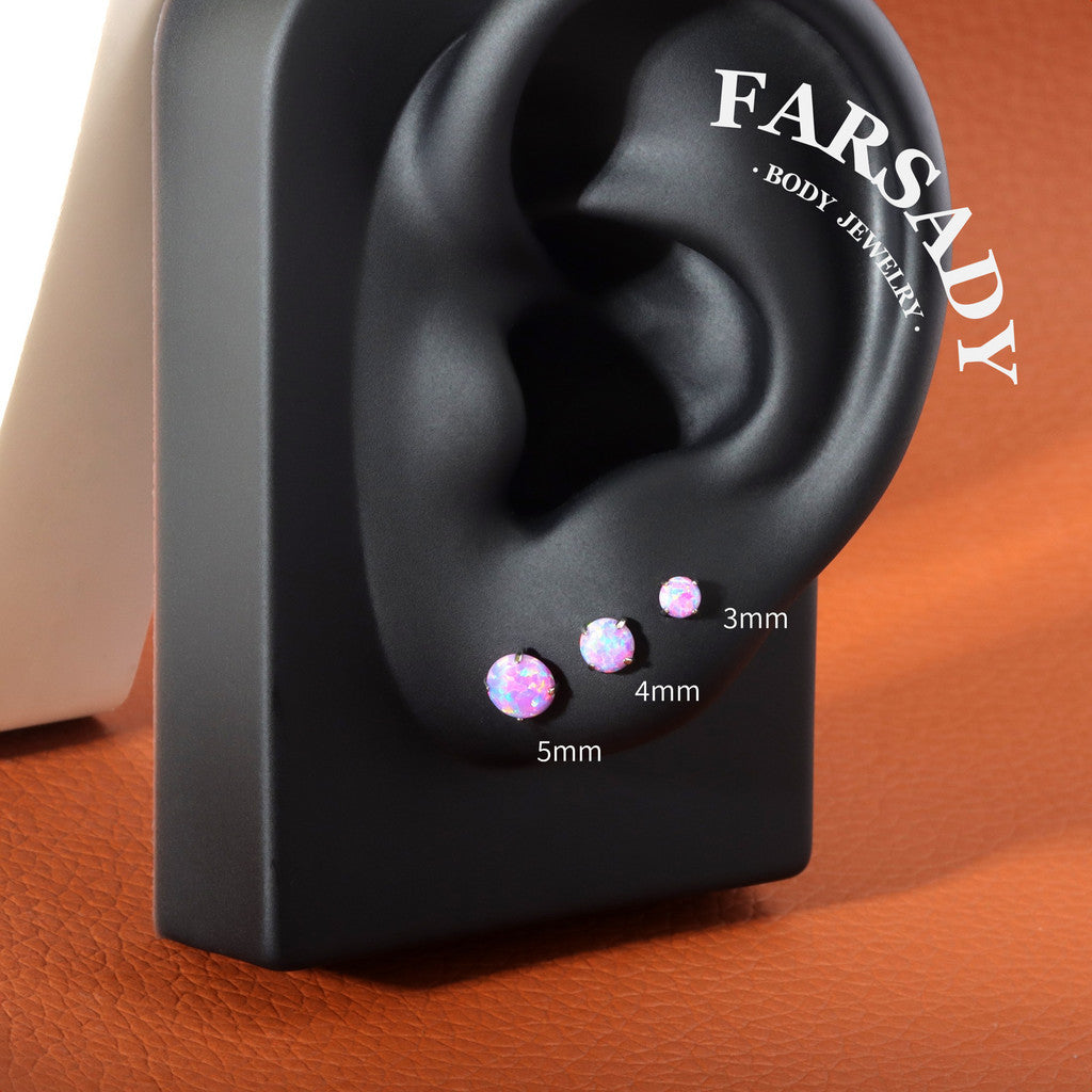 Opal Nebula - F136 Titanium Purple Opal Replacement Tops / Fits Threadless Ear Studs