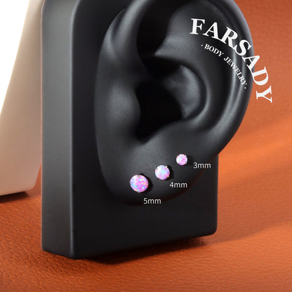 Opal Nebula - F136 Titanium Purple Opal Replacement Tops / Fits Threadless Ear Studs