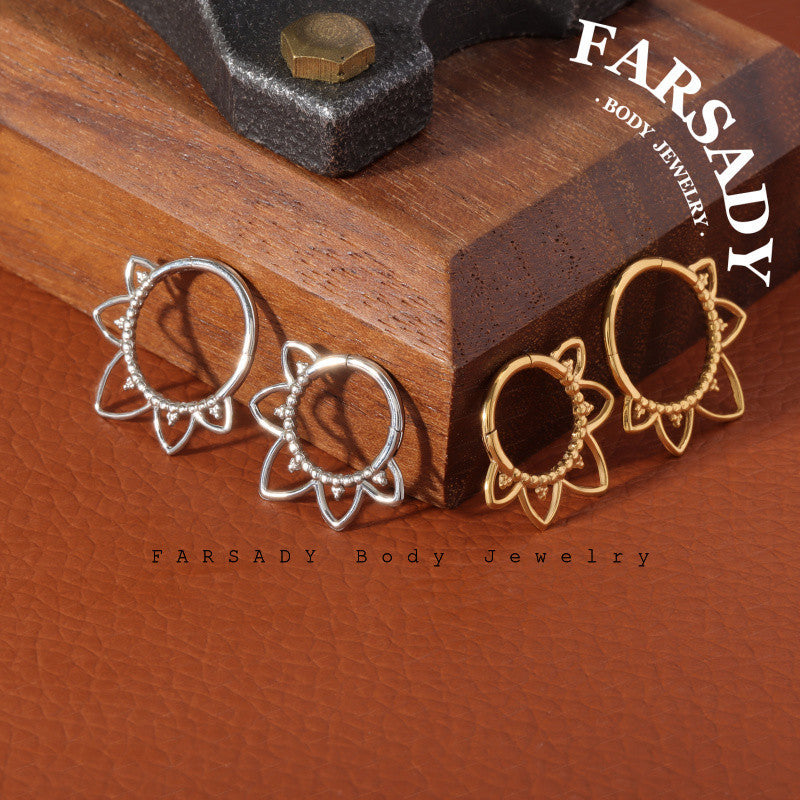 16G Stainless Steel Five-petaled Septum Ring, Hinged Nose Piercing Hoop, Daith Helix Earring Body Jewelry,  Gift for Her