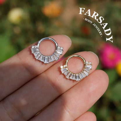 Allround Radiance - Sterling Silver Hinged Clicker Hoop / Fits 16G Septum Ring Helix Conch Daith Earring