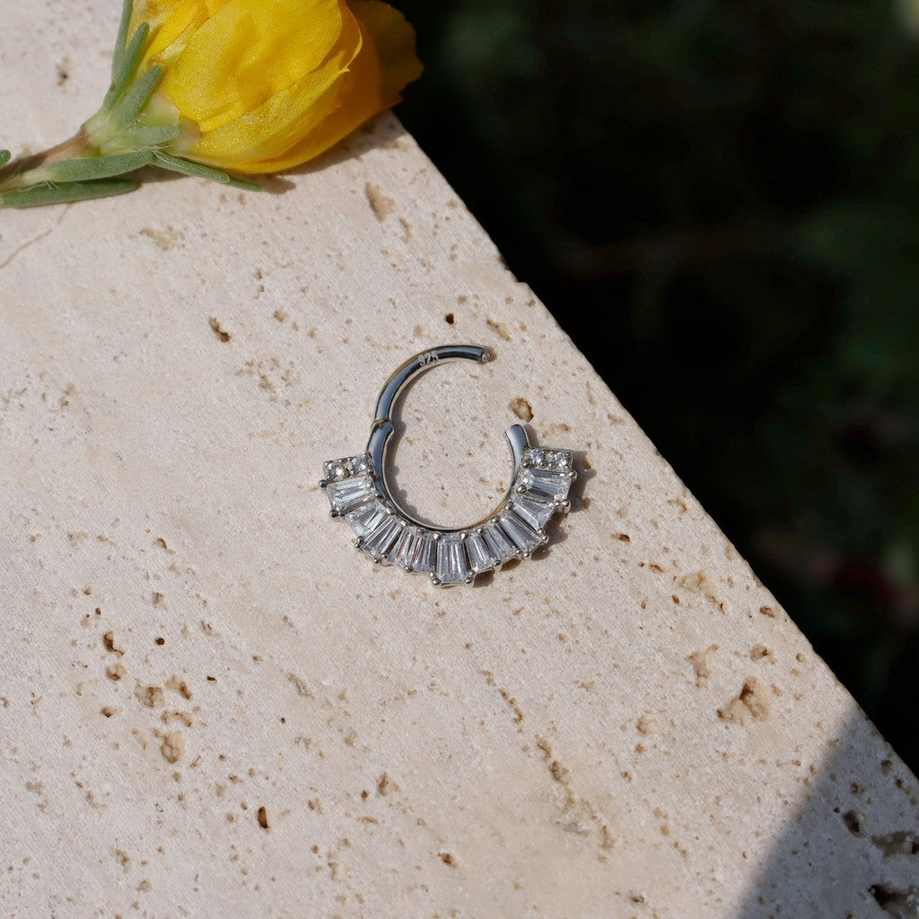 Allround Radiance - Sterling Silver Hinged Clicker Hoop / Fits 16G Septum Ring Helix Conch Daith Earring