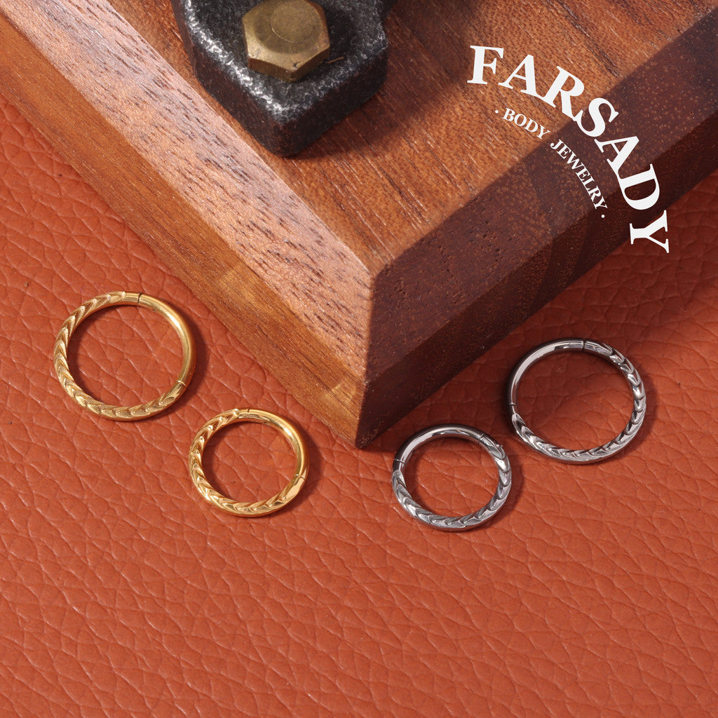 Twist Weave - ASTM F136 Titanium Hinged Clicker Hoop / Fits 16G Septum Ring Helix Conch Cartilage Earring