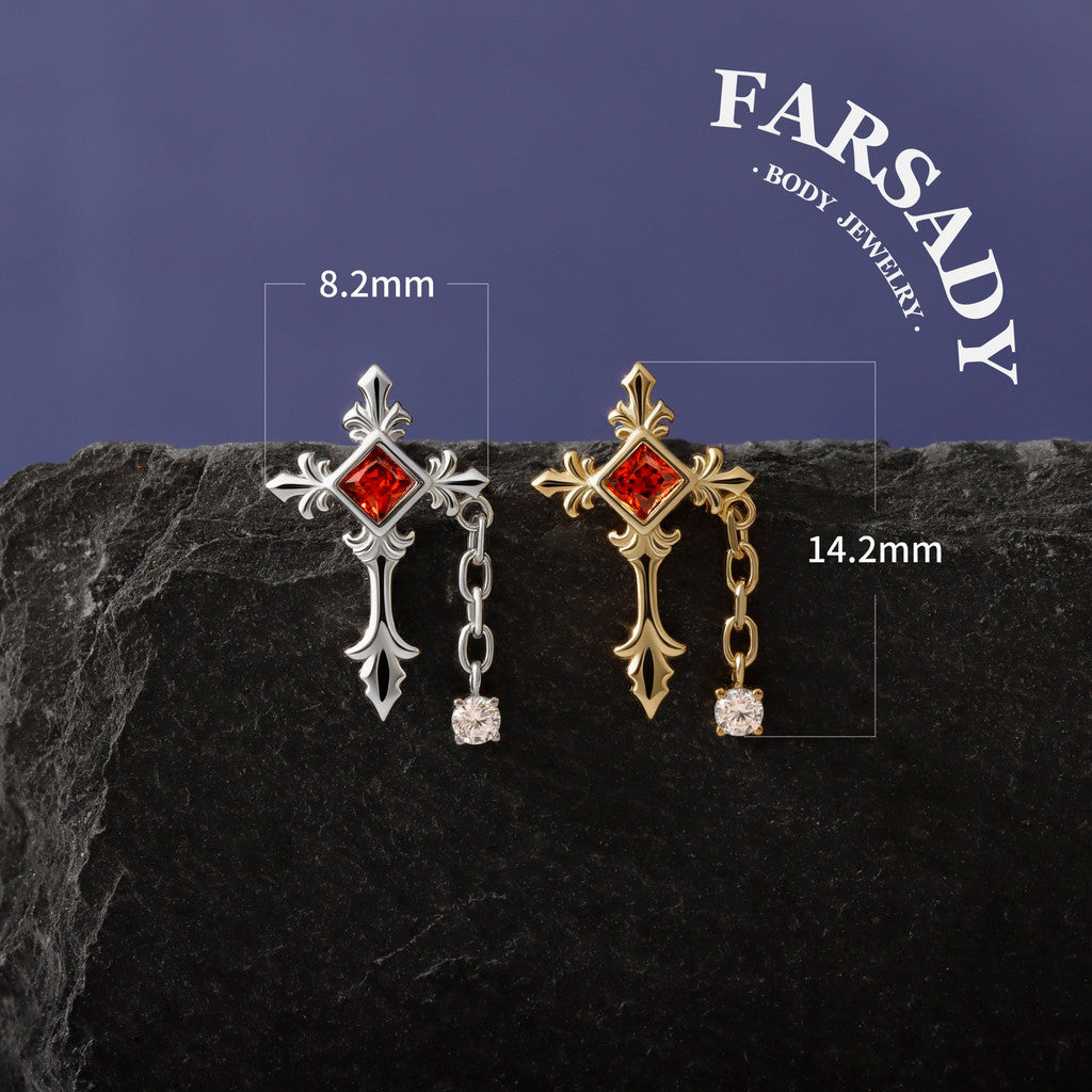 Crimson Creed - 925 Silver Threadless Stud / Fits Cartilage Helix Tragus Lobe Earring