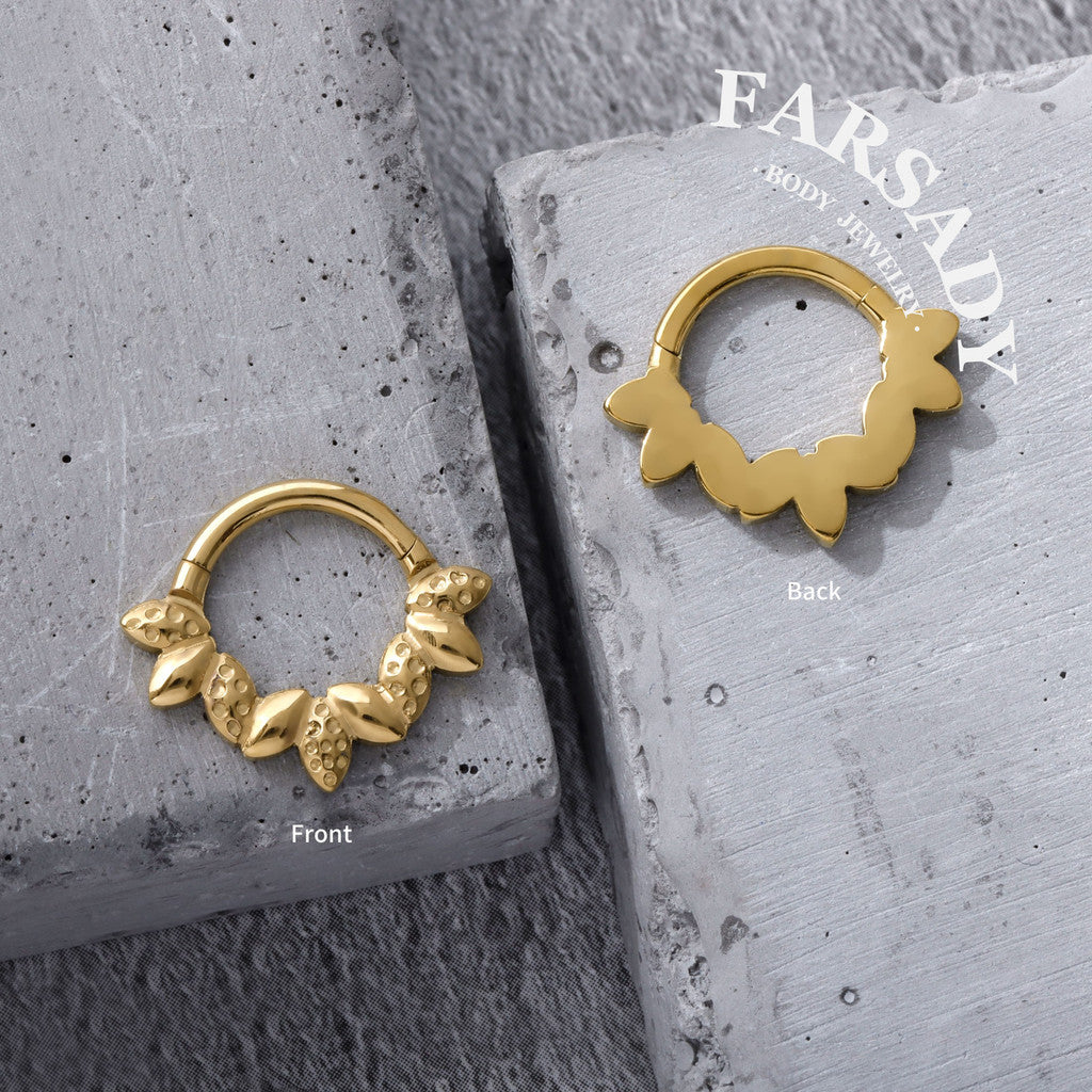 Seed Wreath - F136 Titanium Hinged Clicker Hoop / Fits 16G Septum Ring Helix Conch Cartilage Earring