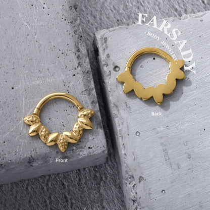 Seed Wreath - F136 Titanium Hinged Clicker Hoop / Fits 16G Septum Ring Helix Conch Cartilage Earring