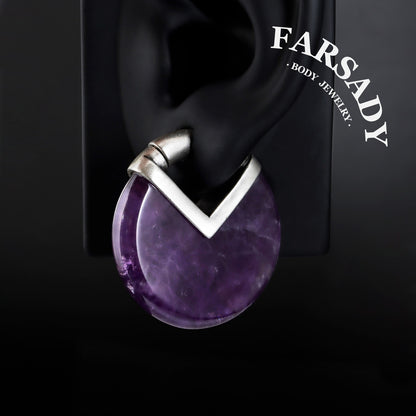 Amethyst Nox - 316L Magnetic Hinged Ear Weights / Fits 3G 2G Stretched Ear Lobes Tunnels Plugs