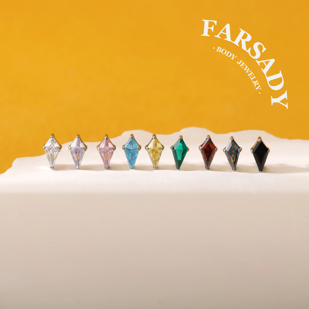Kite Chroma - F136 Titanium Colorful CZ Replacement Tops / Fits Internal Thread Ear Studs