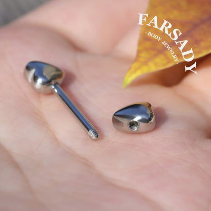 Double Heart - 2PCS Straight Barbell / Fits 16G Chest Piercing Nose Bridge