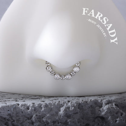 Starlet Crescent Halo - 316L Fake Nose Ring C-Hoop Piercing / Fit Non-Pierced Septum Ring