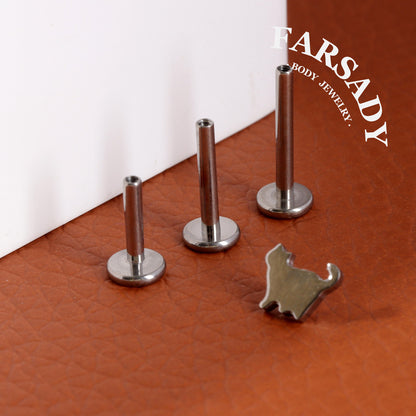 Shadow Kitty - F136 Titanium Internally Threaded Stud / Fits Cartilage Helix Tragus Lobe Nostril Piercing