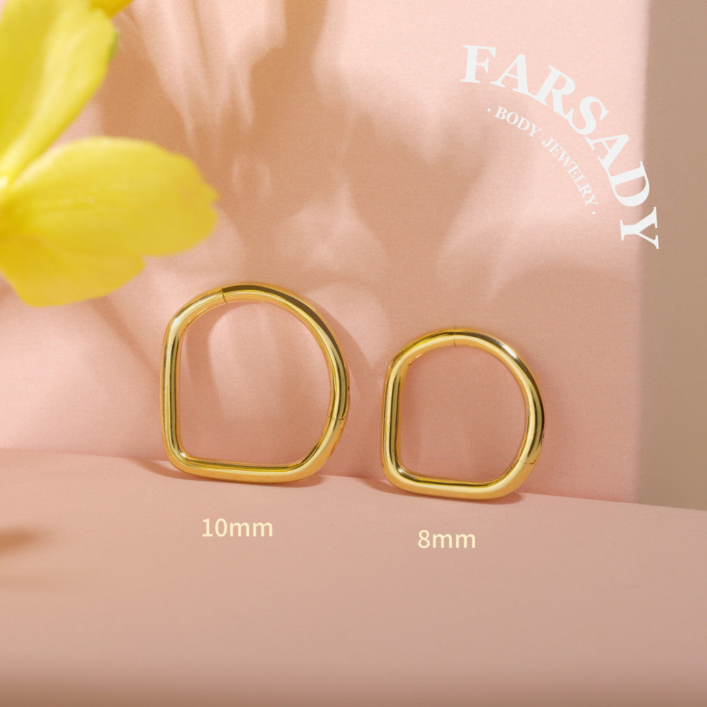 Golden Heartline - Solid 14K Gold Hinged Clicker Hoop / Fits 16G Septum Ring Helix Conch Cartilage Earring
