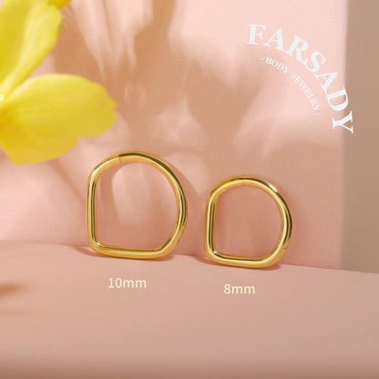 Golden Heartline - Solid 14K Gold Hinged Clicker Hoop / Fits 16G Septum Ring Helix Conch Cartilage Earring