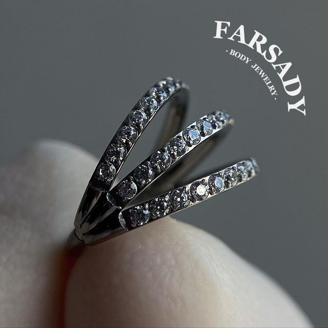 Triple Halo - F136 Titanium Hinged Clicker Hoop / Fits 16G Septum Ring Helix Conch Cartilage Earring