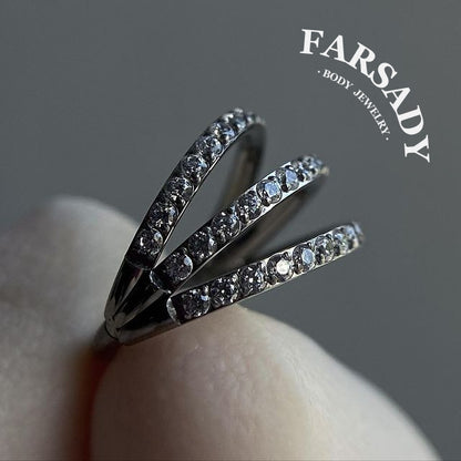 Triple Halo - F136 Titanium Hinged Clicker Hoop / Fits 16G Septum Ring Helix Conch Cartilage Earring