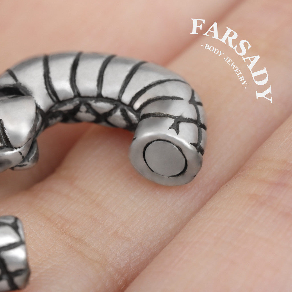 Serpens Volutus - 316L Magnetic Hinged Ear Weights / Fits 3G 2G Stretched Ear Lobes Tunnels Plugs