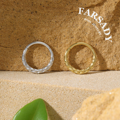 Hammered Tide - 316L Hinged Clicker Hoop / Fits 16G Septum Ring Helix Conch Cartilage Earring
