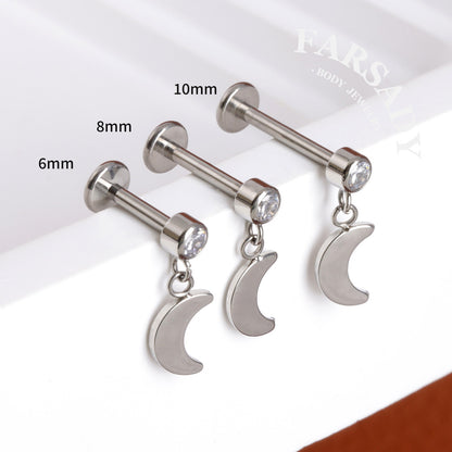 Moon Whisper - F136 Titanium Internally Threaded Stud / Fits Cartilage Helix Tragus Lobe Piercing
